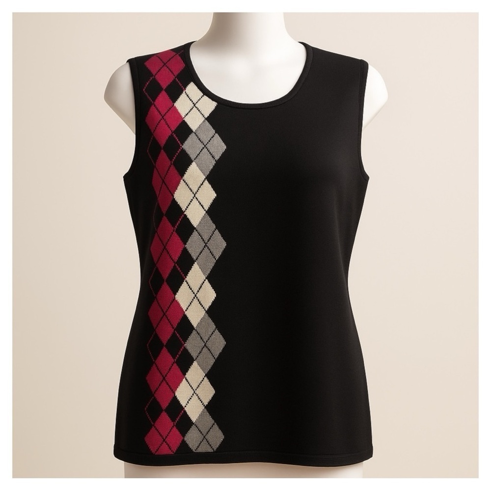 Fairway & Green Argyle Pattern Sleeveless Top Excellent condition in Large